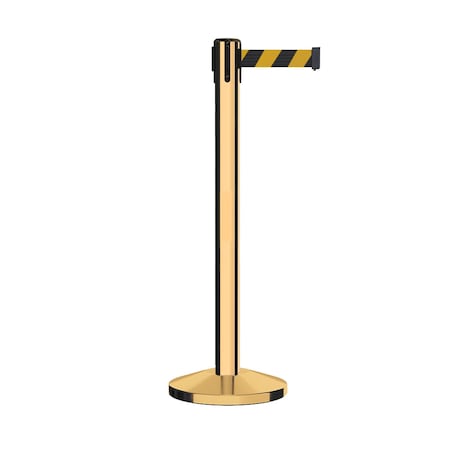 Montour Line Stanchion Belt Barrier Pol.Brass Post 14ft. Black/Yel Belt ES660-PB-BYD-140